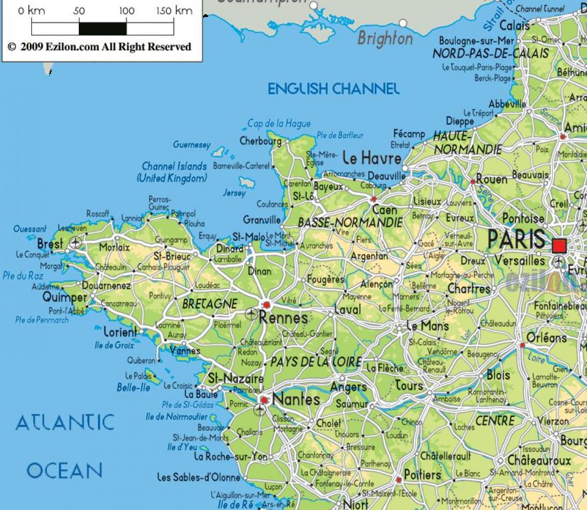 Kartta North West Ranska 
